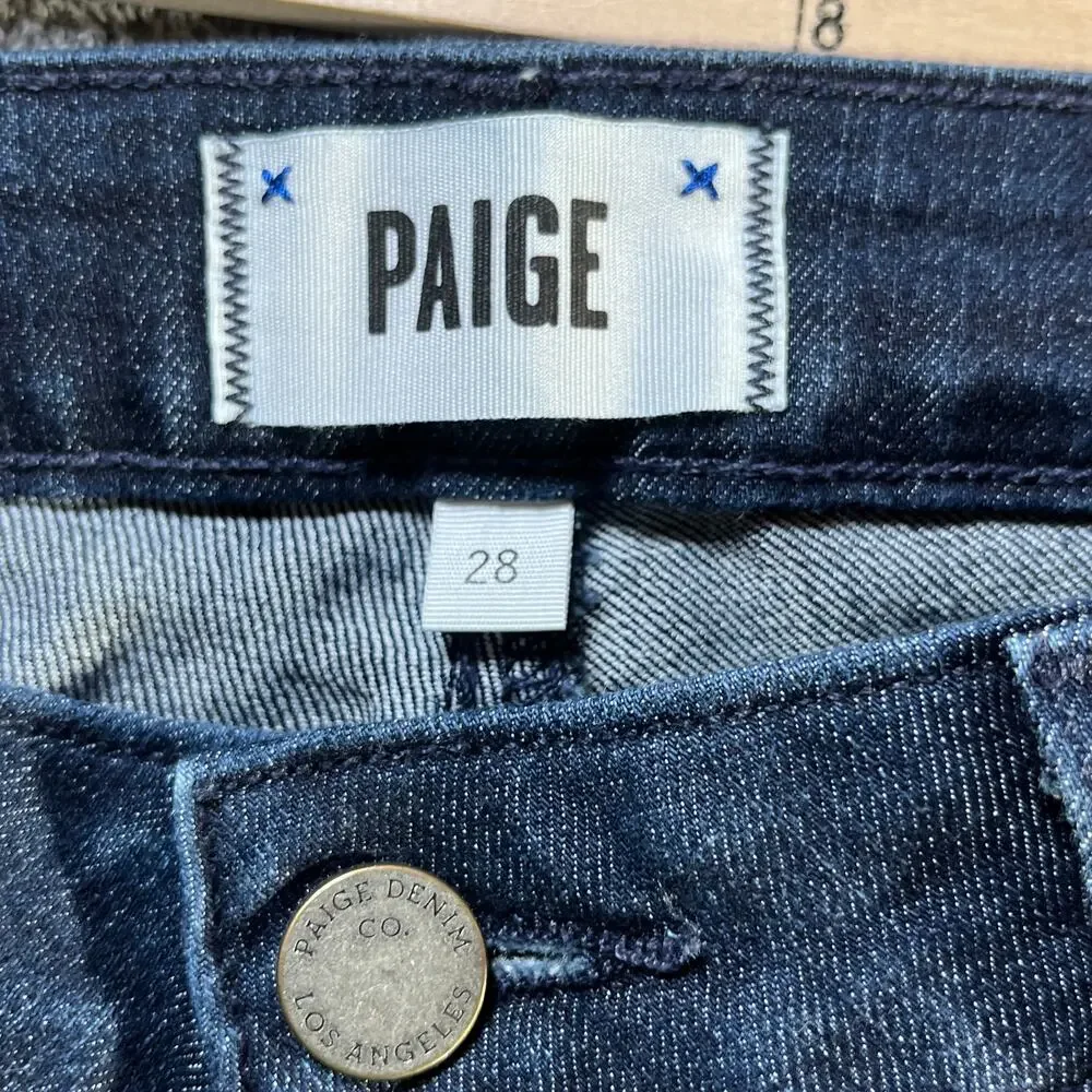 Paige Kylie Crop Jeans Womens 28 Blue Dark Wash‎ Denim Cuffed Mid Rise Stretch